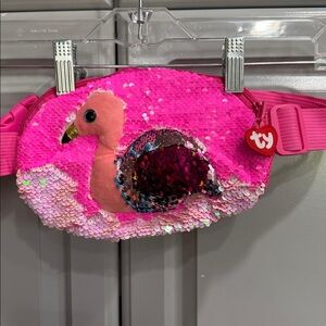 TY Pink Changeable MultiColored Sequin Flamingo Bird Fannie Pack Kids or Adults